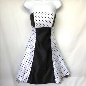 Jessica McClintock For Gunne Sax Vintage Retro Polka Dot Corset Dress Size 3